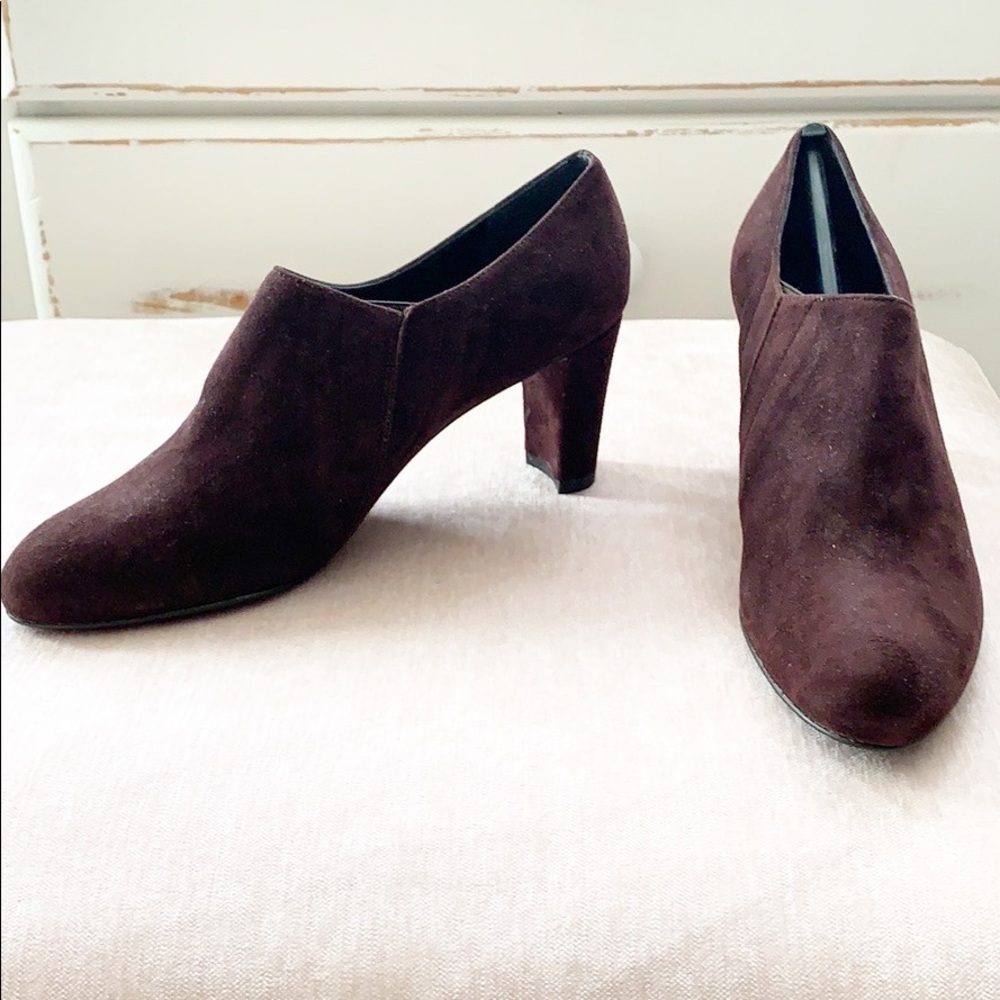 Stuart Weitzman Brown Suede Slip On Booties